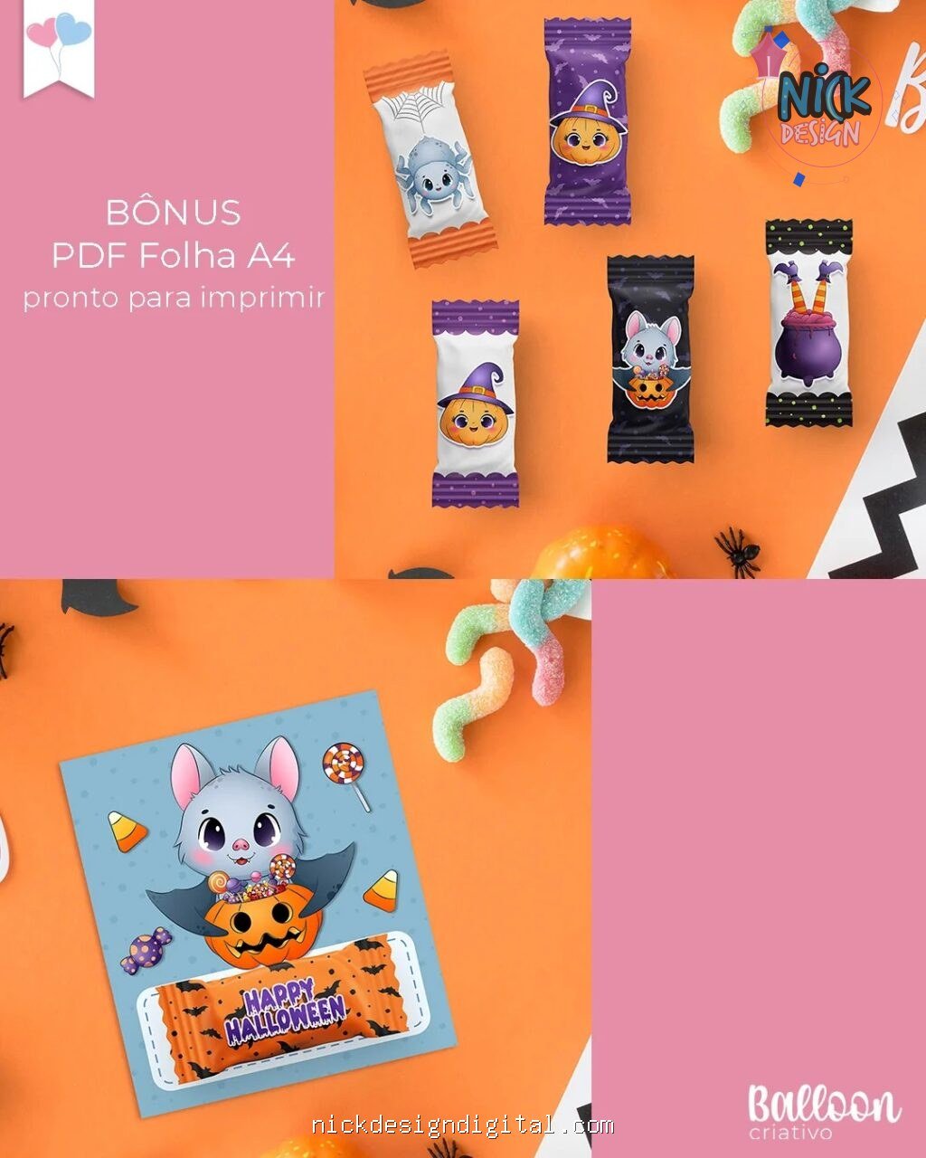 Kit Printables - Balinhas e Cards Halloween - Imagem 3