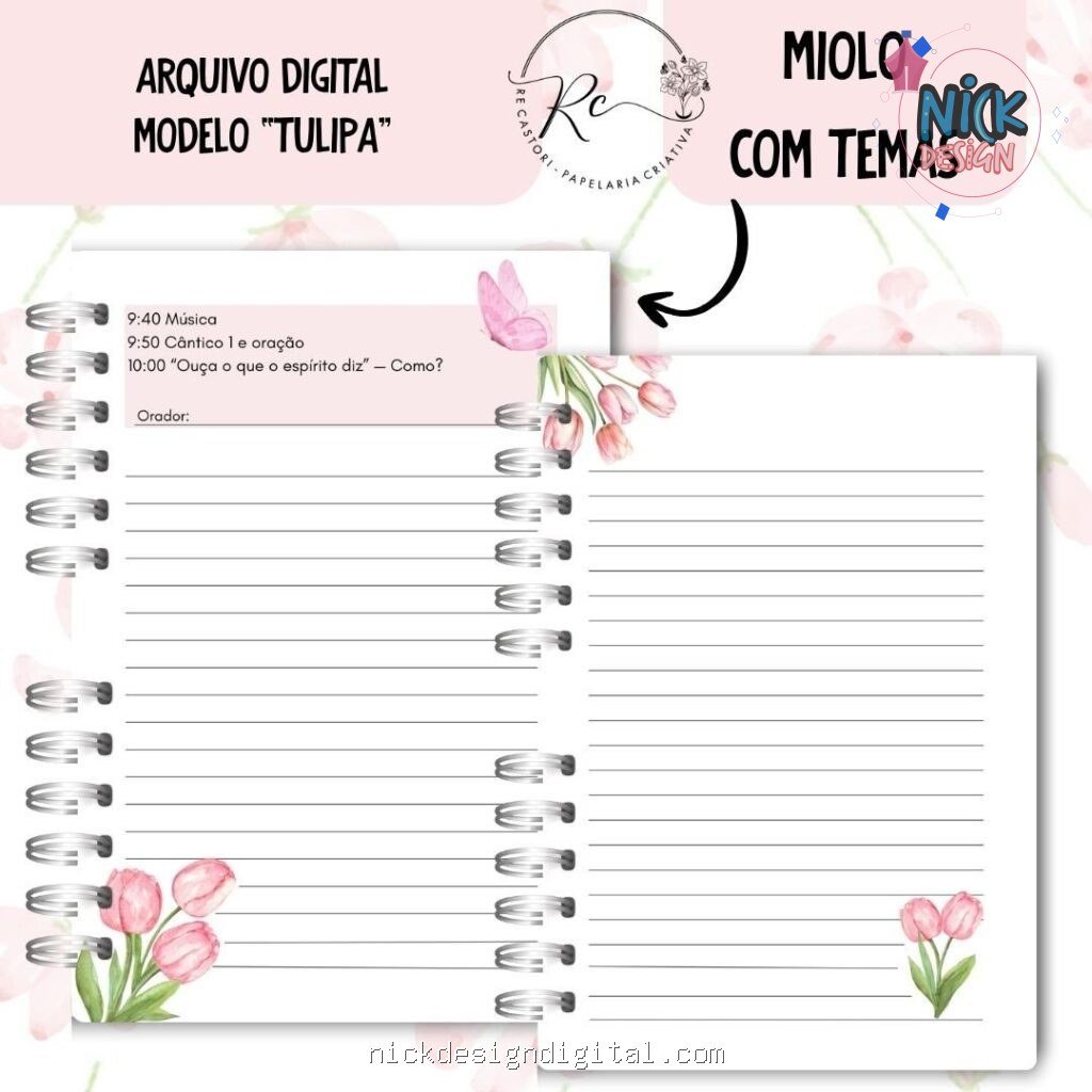 Caderno Assembleia de Circuito 2025/2026 – FLORAL ROSA C/TEMA (Re Castori) - Imagem 6