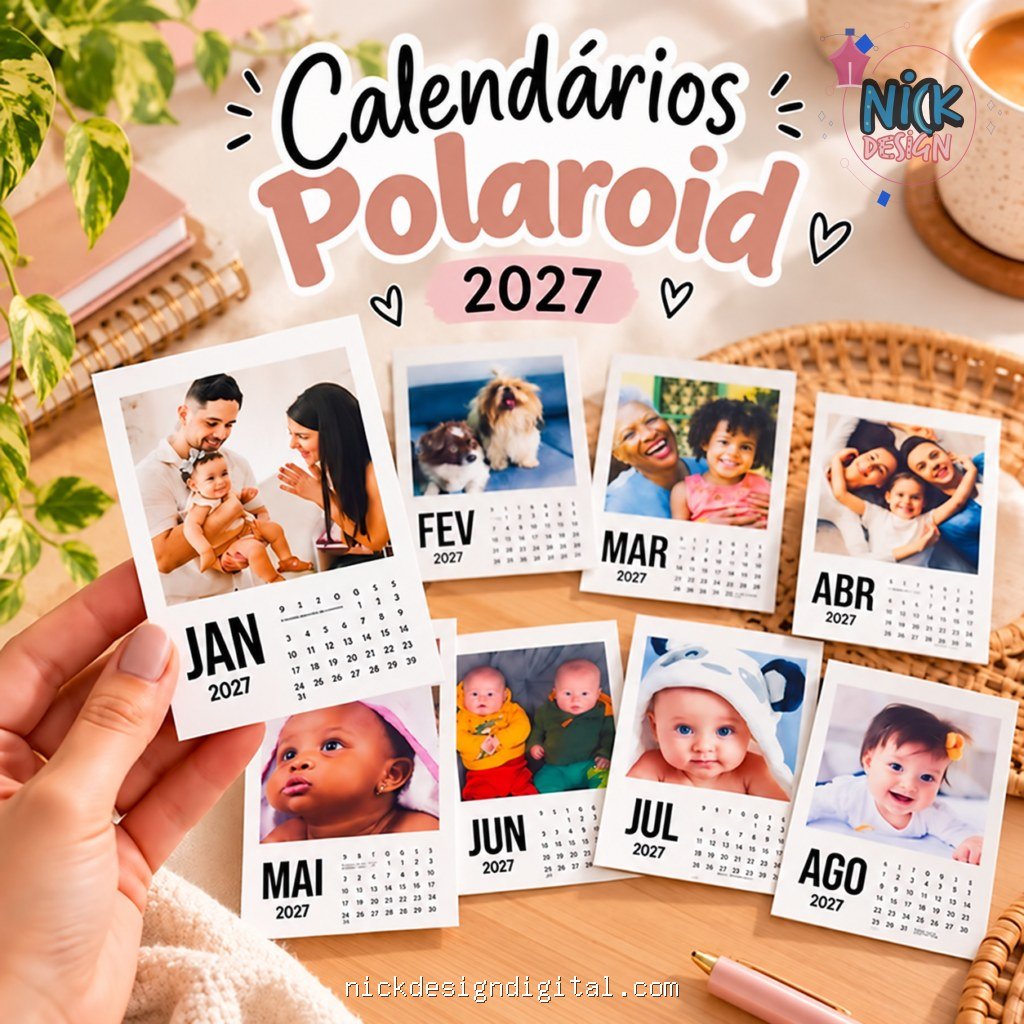 Molduras Calendário Polaroid 2027 (Português, English, Español) - Imagem 3
