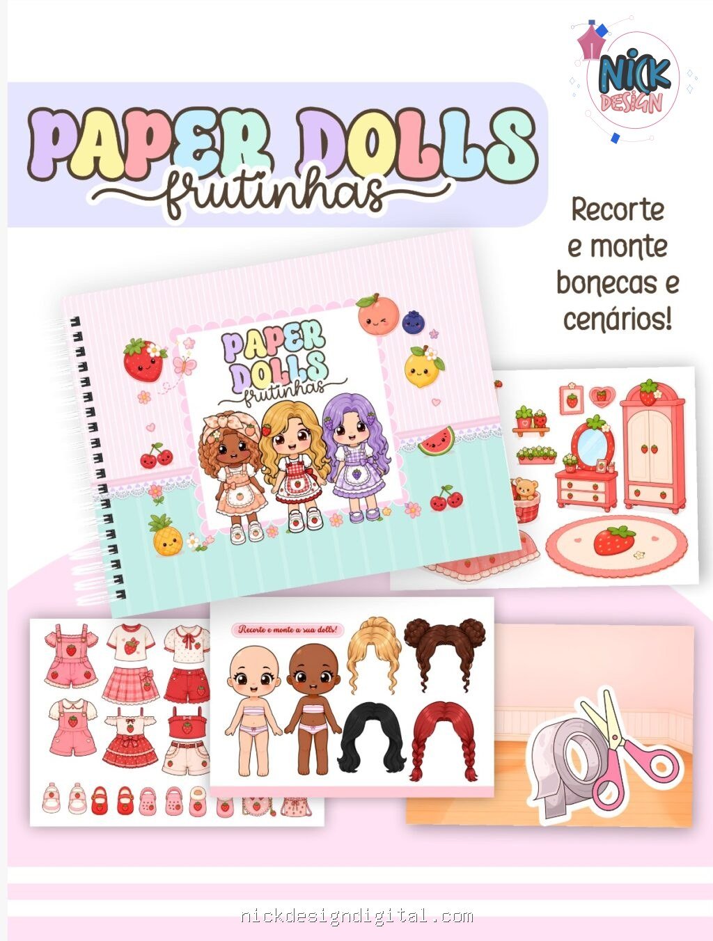 Frutinhas - Paper Dolls Colorida (Pamella) - Imagem 1