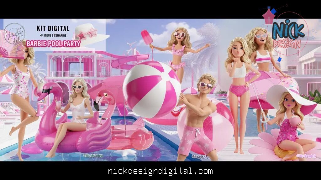 Barbie Pool Party - Kit Digital - Imagem 1