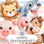 Cliparts Animais Aquarela - Kit Digital