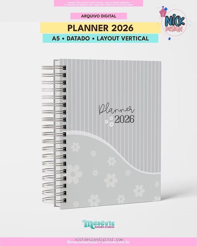 Planner Datado 2026 - A5 Vertical - Imagem 1
