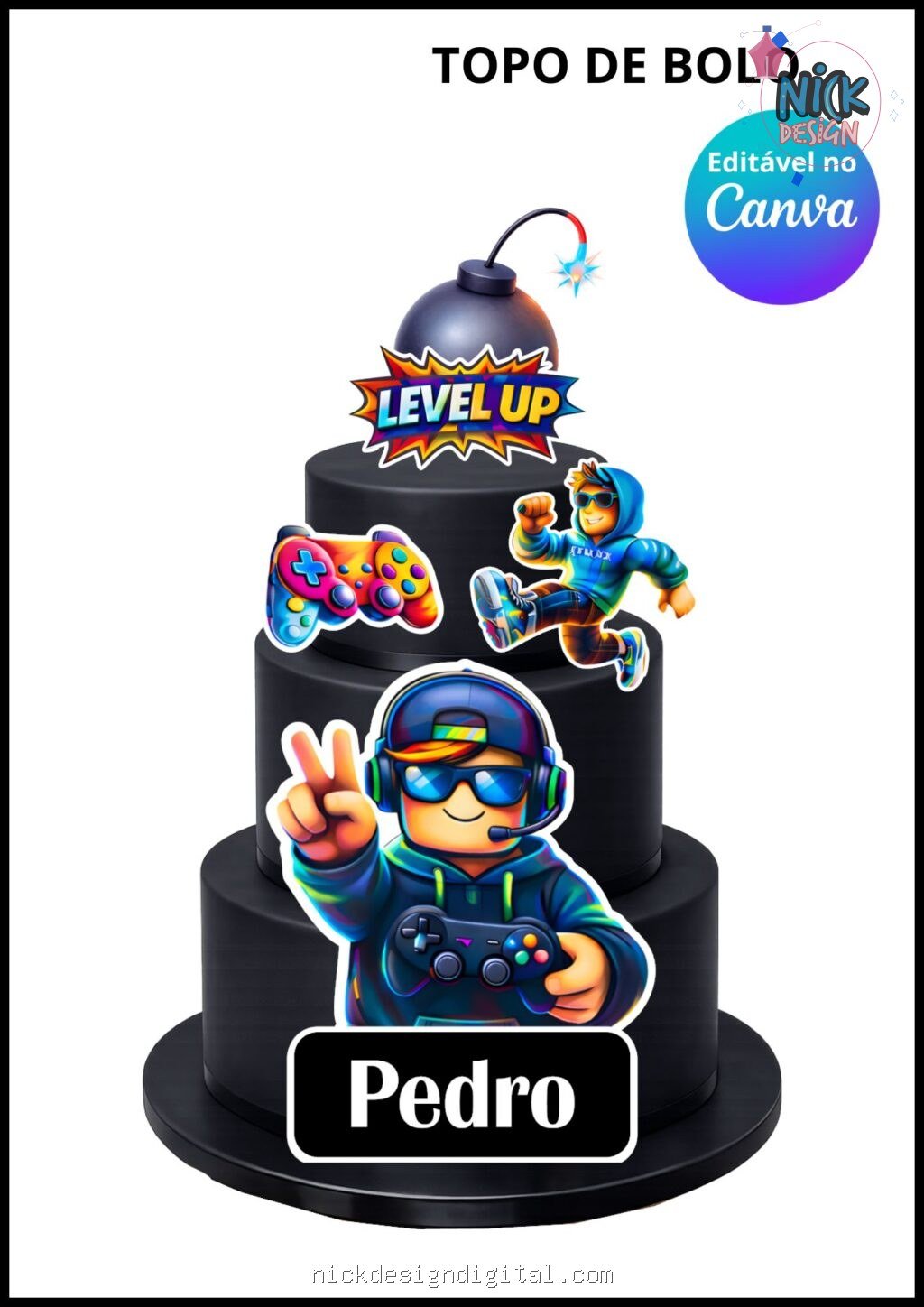 Gamer - Topo de Bolo - Imagem 1