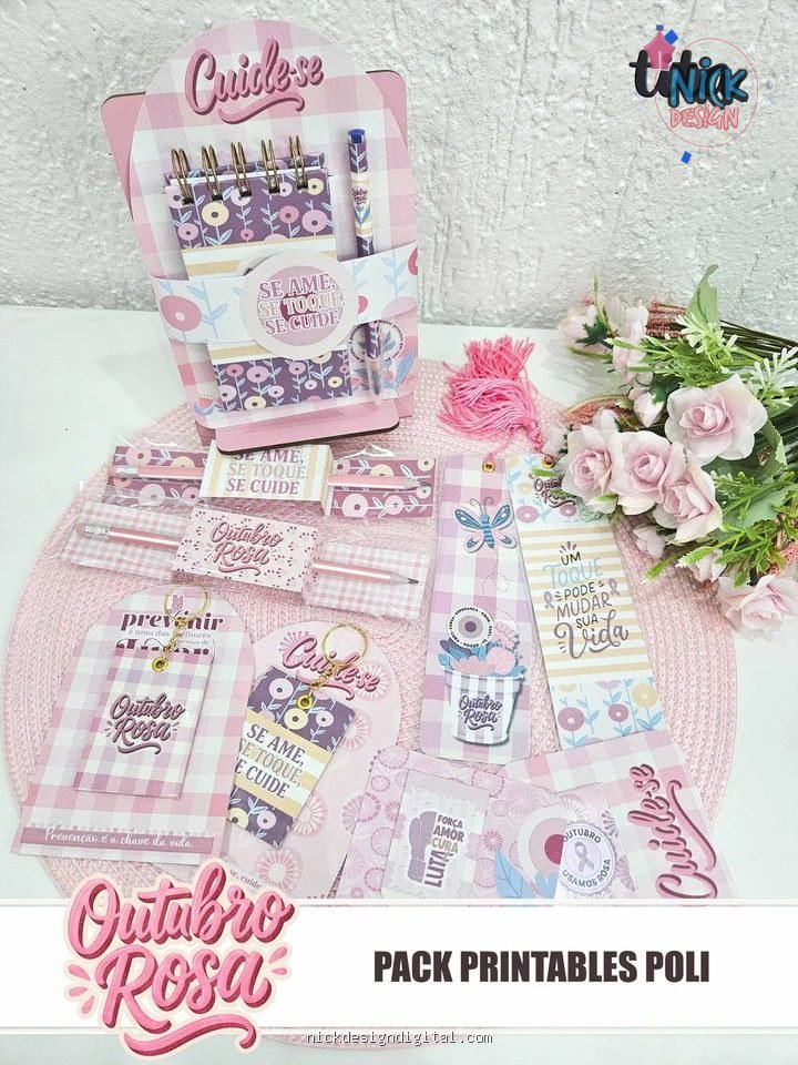 Outubro Rosa 2025 - Kit Printables 2 Polly (Tita) - Imagem 1
