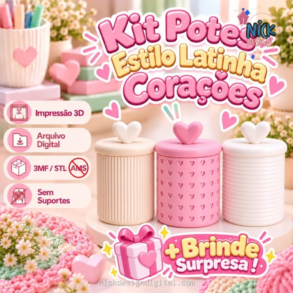 Kit Potes de Armazenamento Estilo Latinha (Arquivo Impressão 3D) - Imagem 1