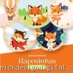 Raposinhas - Kit 14 rascunhos para pintar/bordar plaquinhas de maternidade