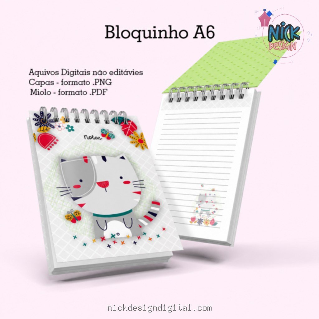 Gatinho Cinza- Caderno Pautado A5 + Bloquinho A6 - Imagem 2