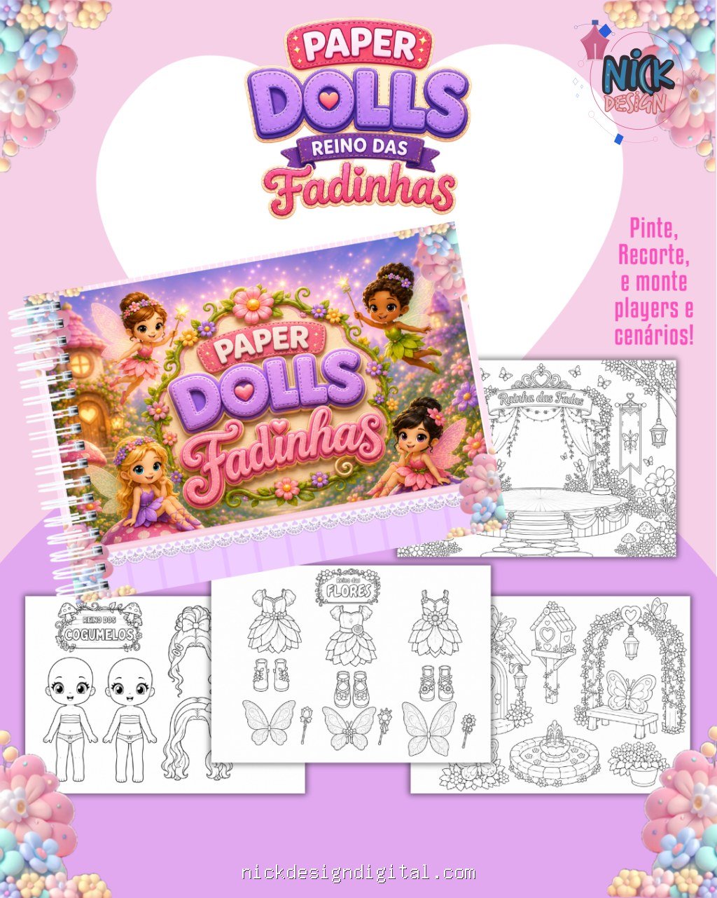 Fadinhas - Livro Colorir A5 (Paper Dolls) - Imagem 1