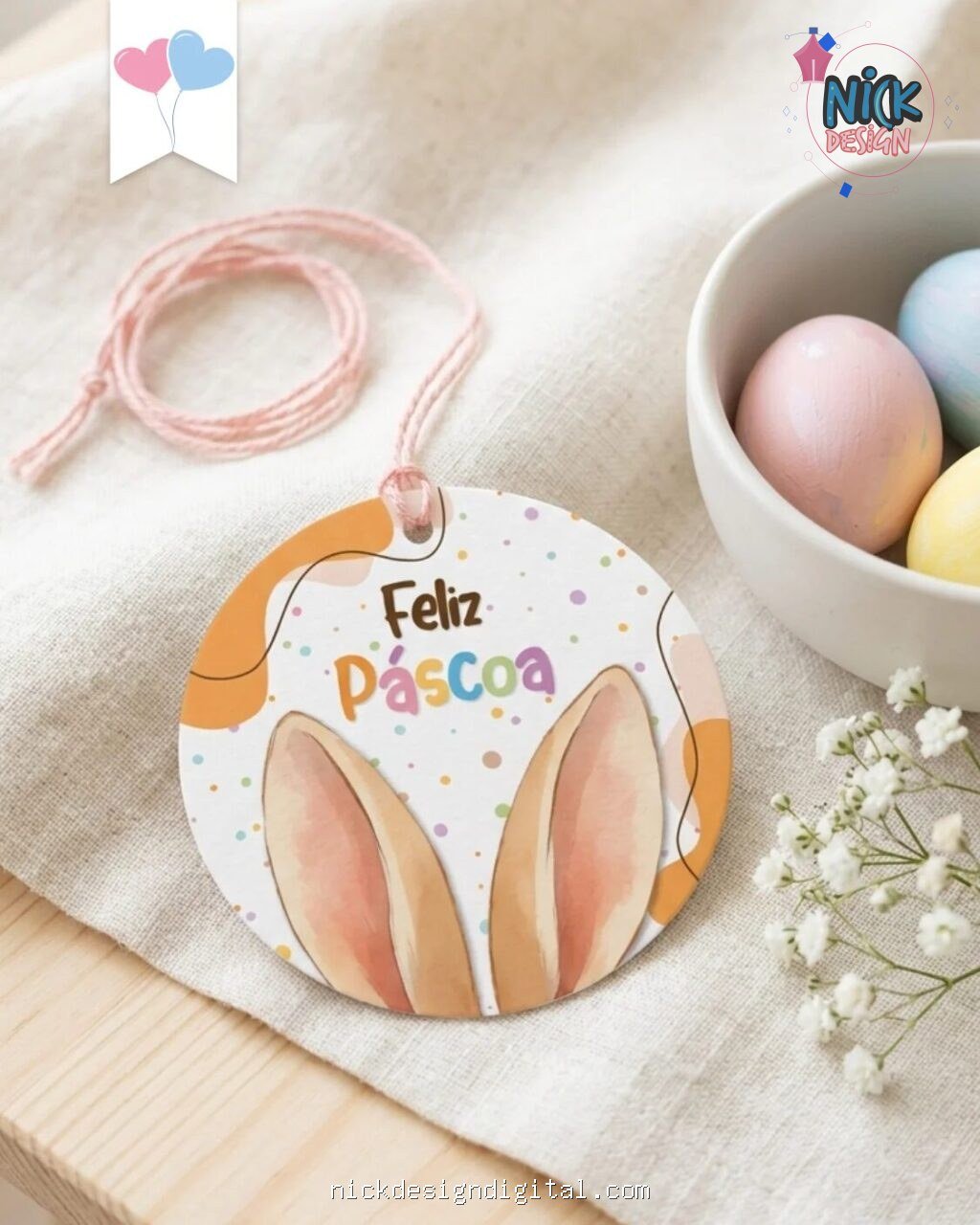 Tag e Adesivo 6cm - Feliz Páscoa - Imagem 2