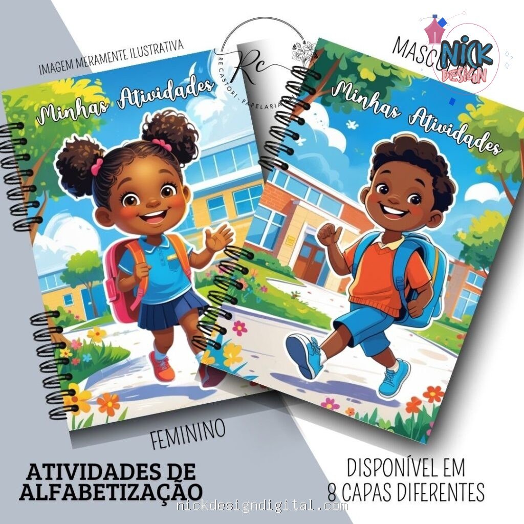 Kit Caderno com Atividades de Alfabetização Escolar – Feminino e Masculino (Re Castori) - Imagem 5