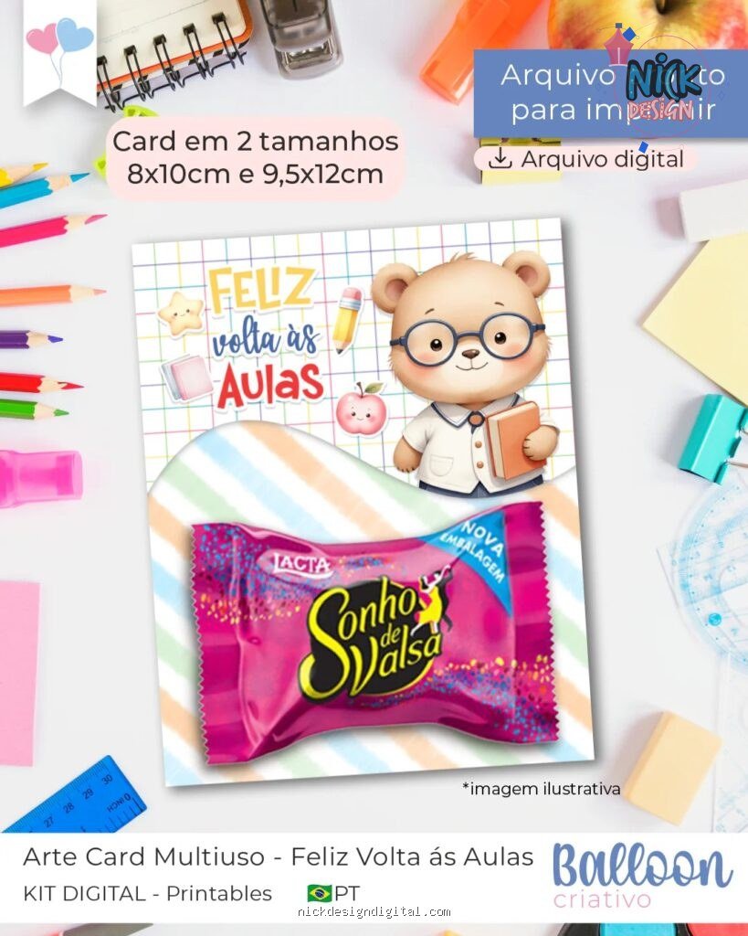 Printable - Card Multiuso - Feliz Volta ás aulas