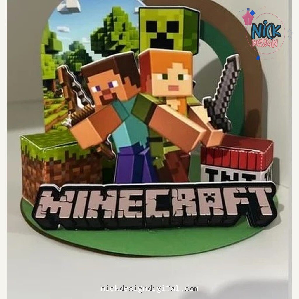 Minecraft - Topo de Bolo Cenário - Imagem 1