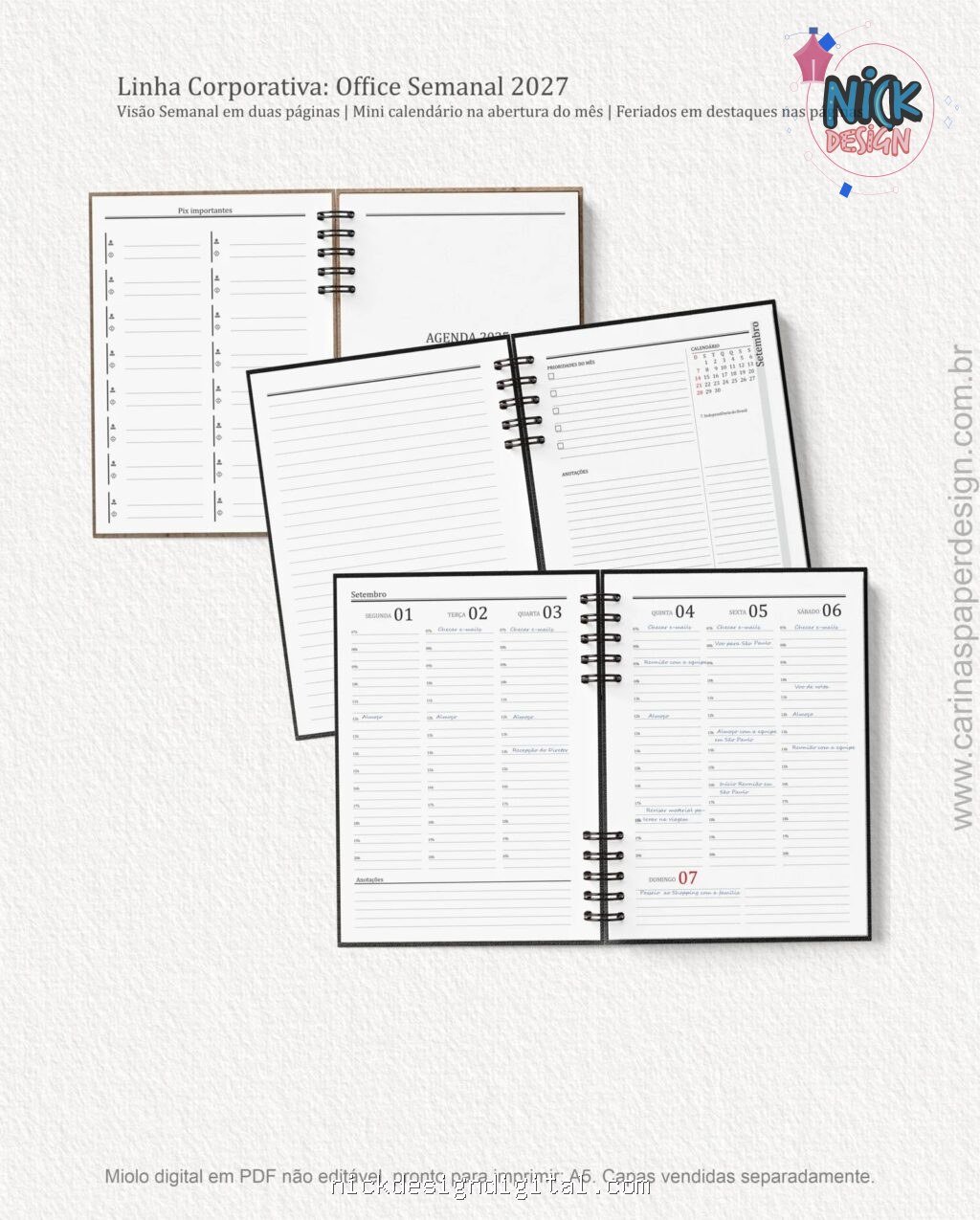 Agenda Office Semanal 2027 - Imagem 1