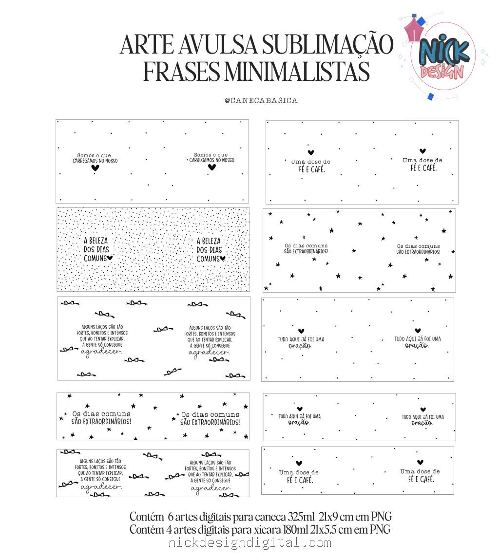 Artes para Sublimação - Frases Minimalistas - Imagem 1