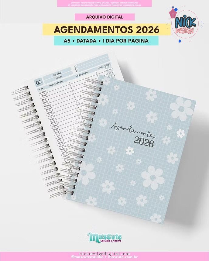 Agendamentos Datada 2026 - A5 1DPP - Imagem 1