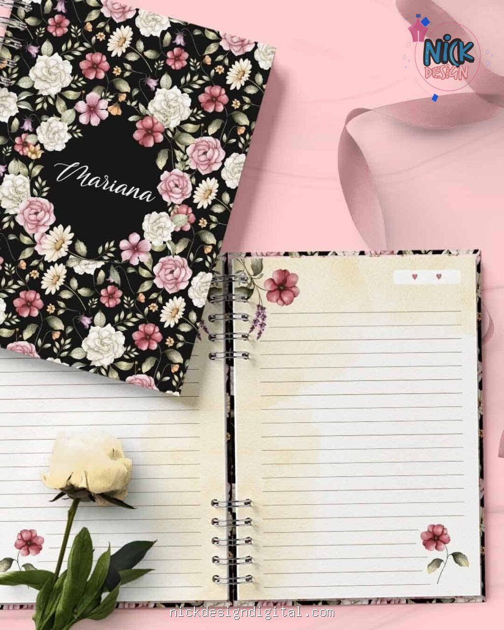 Kit 5 Capas e 5 Miolos Pautado Coleção Flores e Cores (Bicho Papel) - Imagem 2