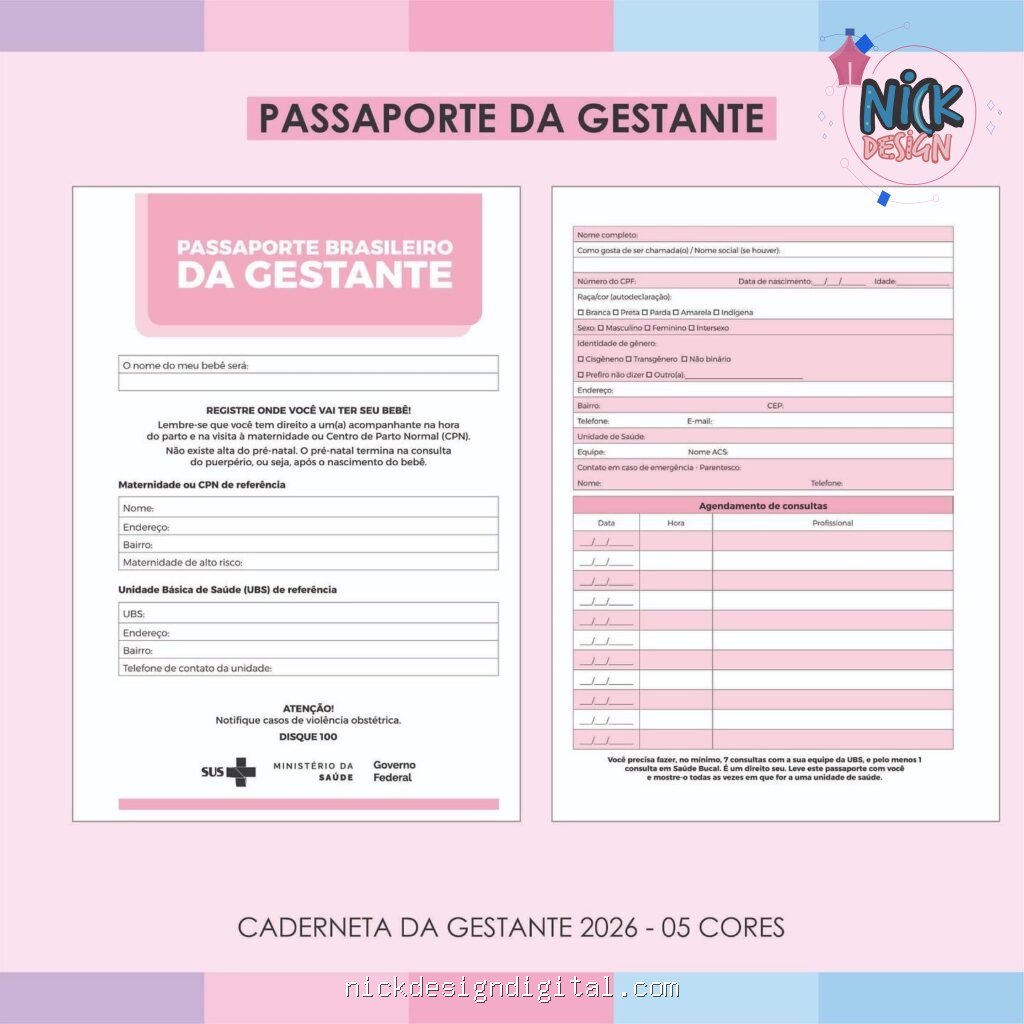 Caderneta da Gestante 2026 Original + 4 cores personalizadas - Imagem 3