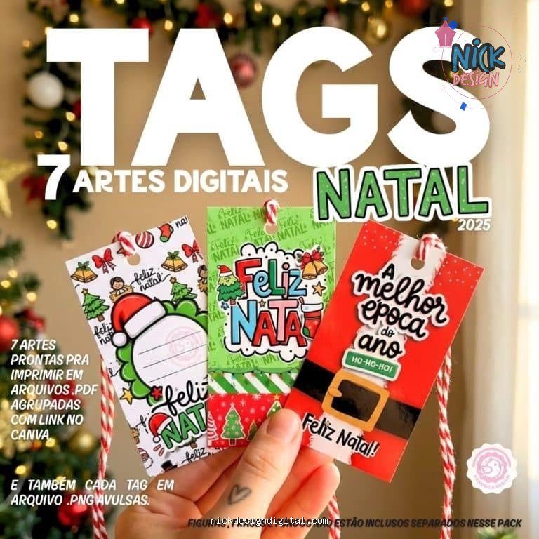 Tags de Natal - Artes prontas pra imprimir (Pandoca)