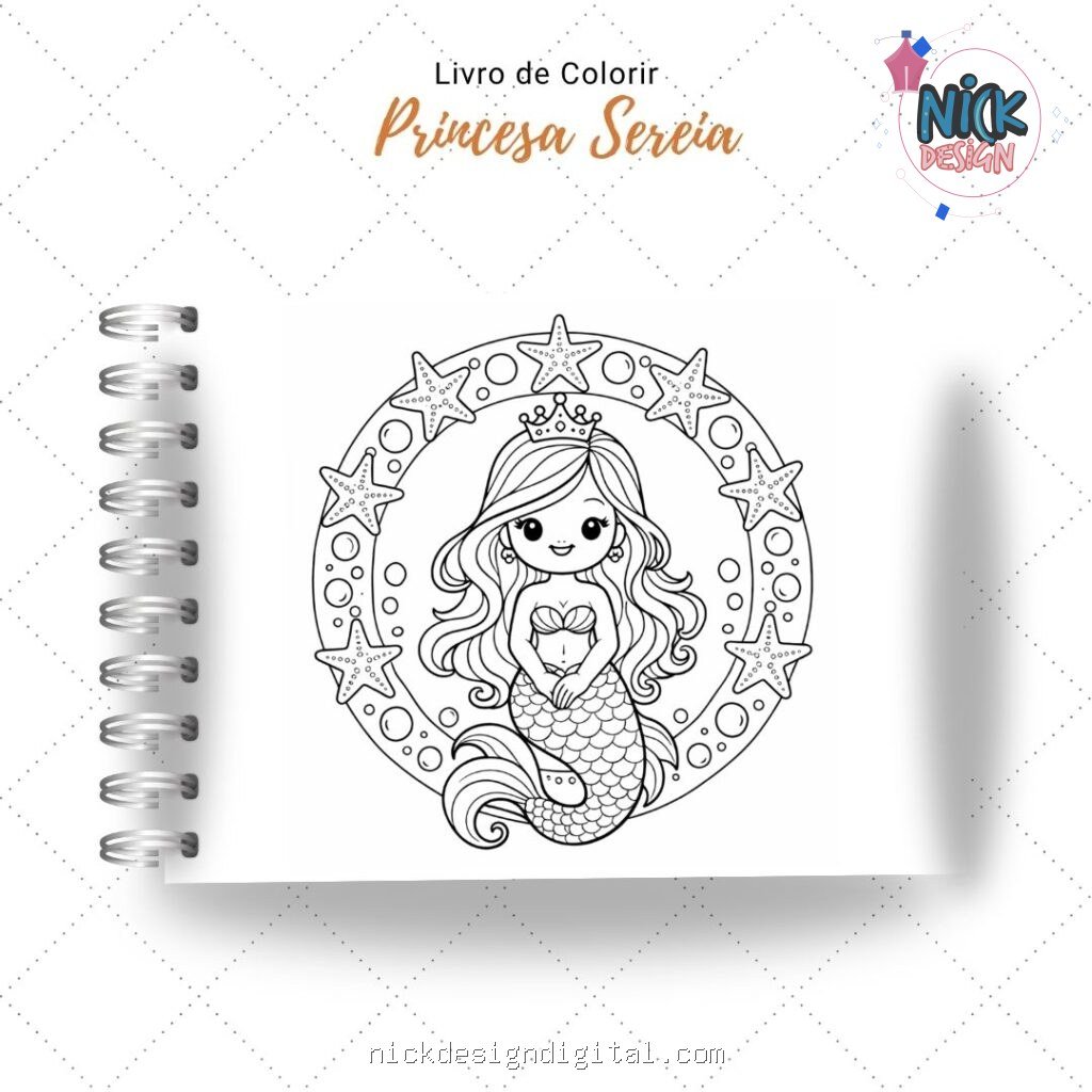 Princesa Sereia - Livro de Colorir - Imagem 2