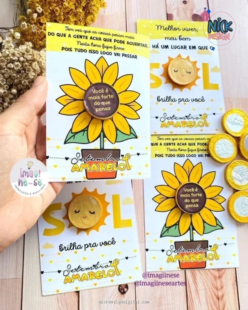 Cartão para Moeda de Chocolate - Setembro Amarelo - Imagem 1