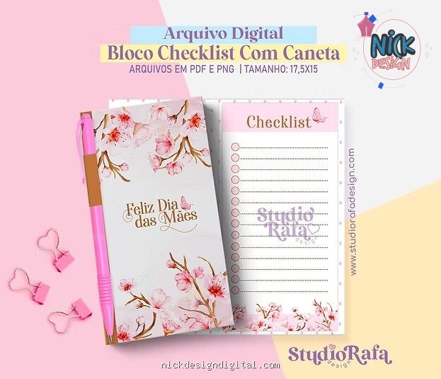 Bloco Checklist Com Espaço Pra Caneta - Dia das Mães - Imagem 1