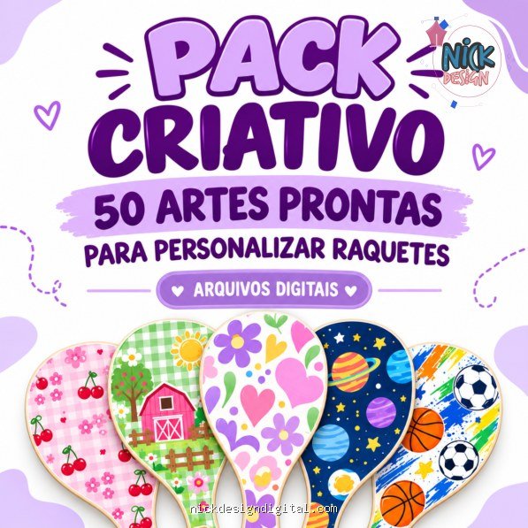 Pack Criativo 50 artes para Raquetes