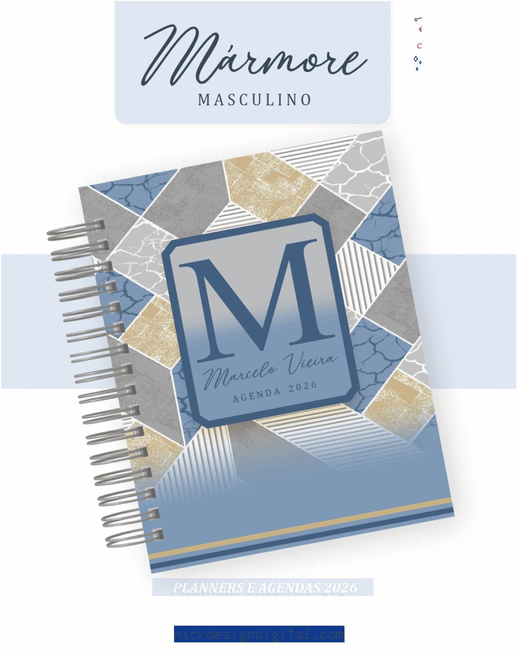Mármore Masculino - Agendas | Planners 2026 (Pamella) - Imagem 1