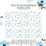 Artes para Sublimação - Flores Azul