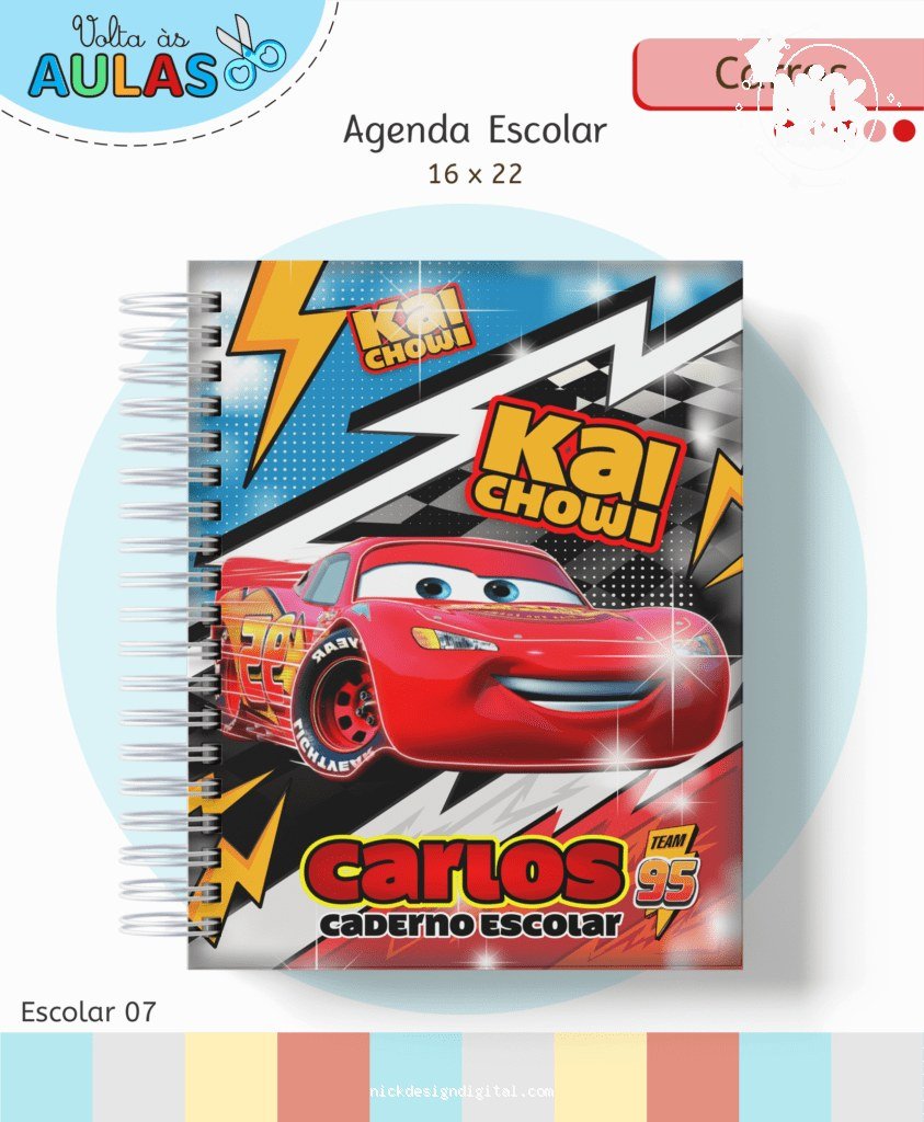 Carros Disney - Kit Escolar 2026 (Lina Criativa)