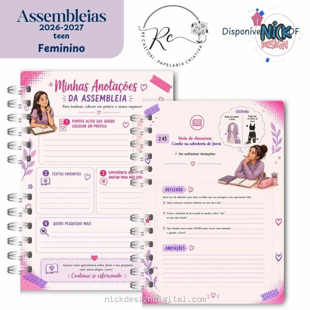 Caderno teen Feminino para as Assembleias 2026-2027 - Imagem 2
