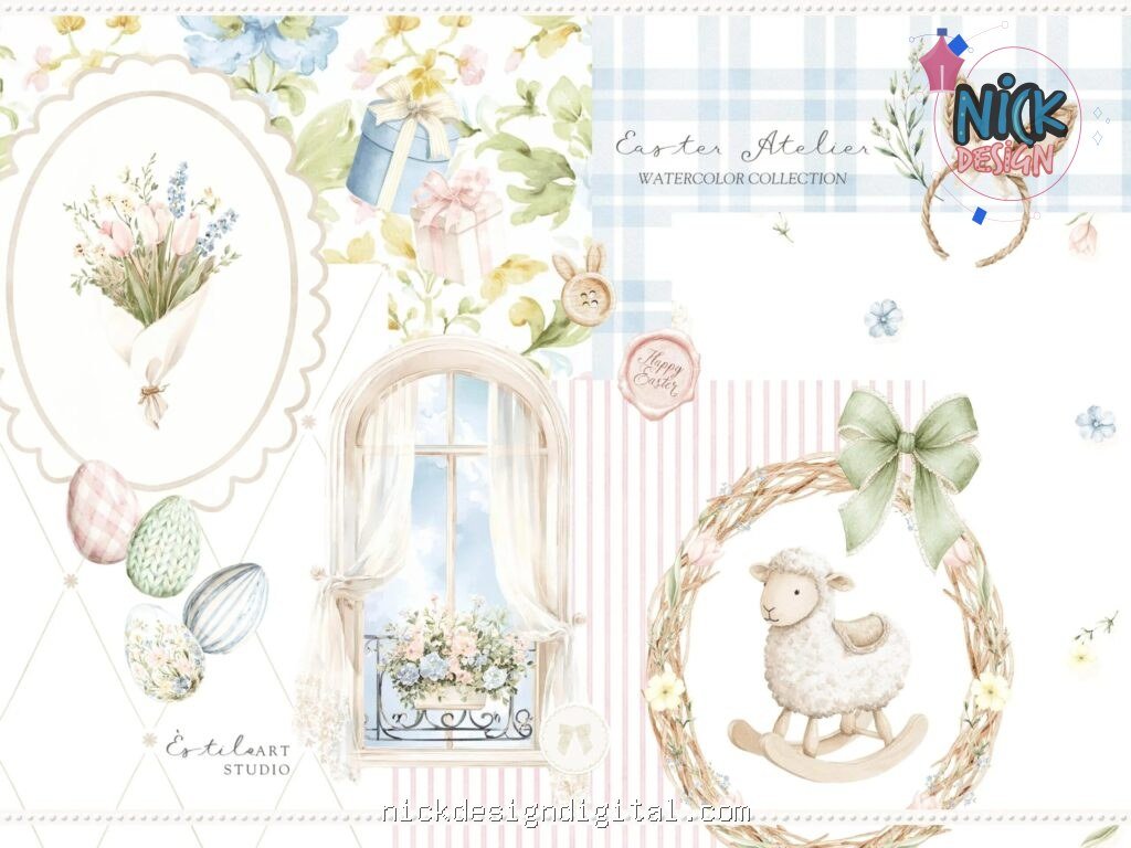 Conjunto de Clipart de Páscoa em Aquarela - Imagem 7