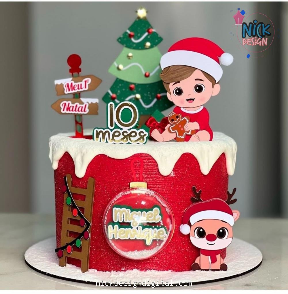 Natal Menino Gorro - Topo de Bolo