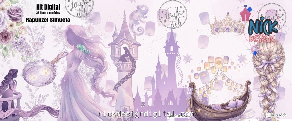 Rapunzel Silhoueta - Kit Digital - Imagem 1