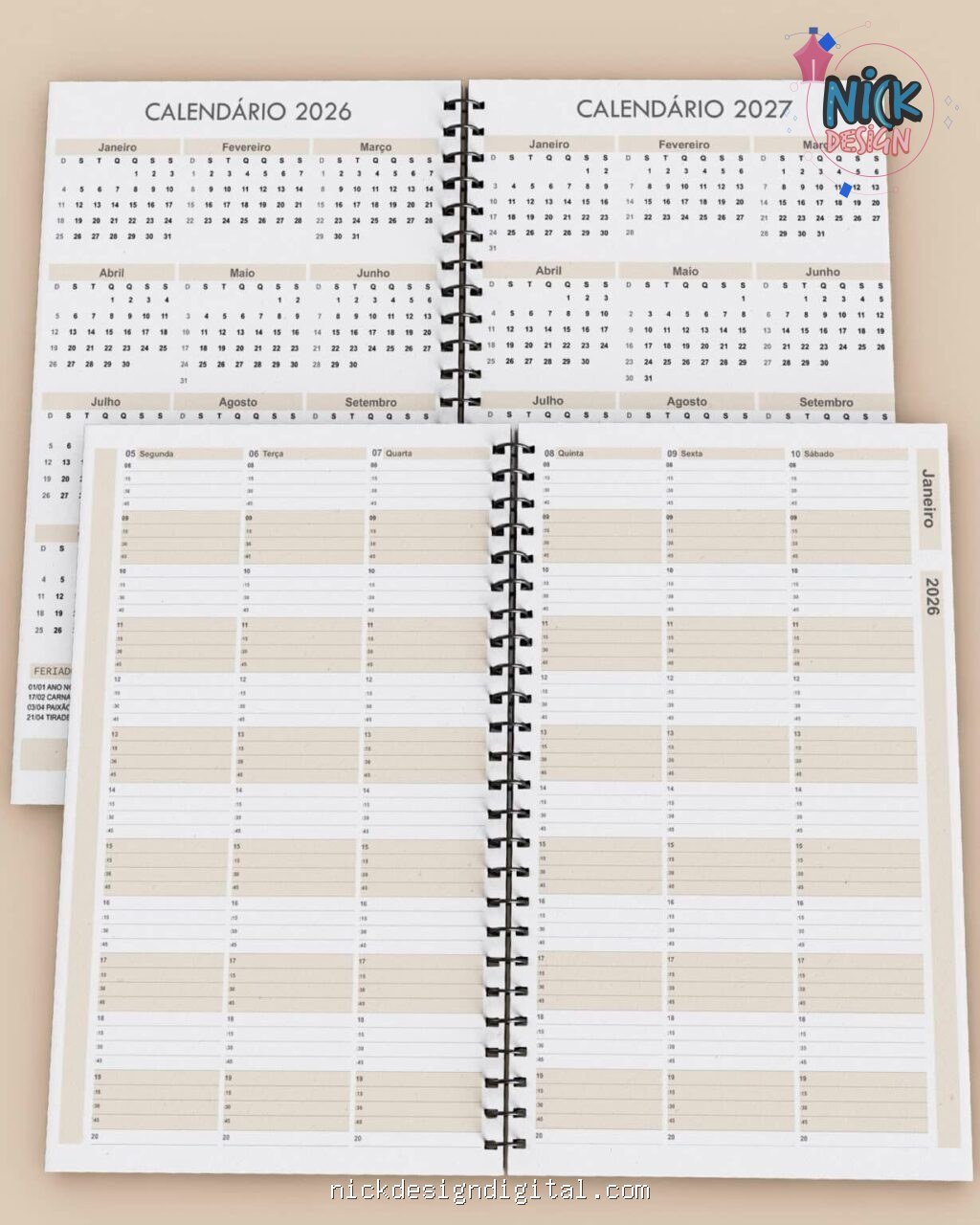 Kit Agendamento Semanal 2026 de 15 em 15 minutos em 3 Cores (Bicho Papel) - Imagem 4