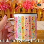 Mini Kit Estampa Floral Jardim Vertical - Arte Avulsa Caneca