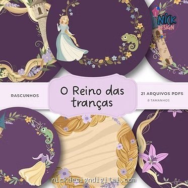 O Reino das Tranças – Kit 8 rascunhos para pintar/bordar plaquinhas de maternidade