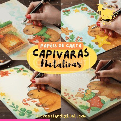 Papeis de Carta Capivara Natalinas