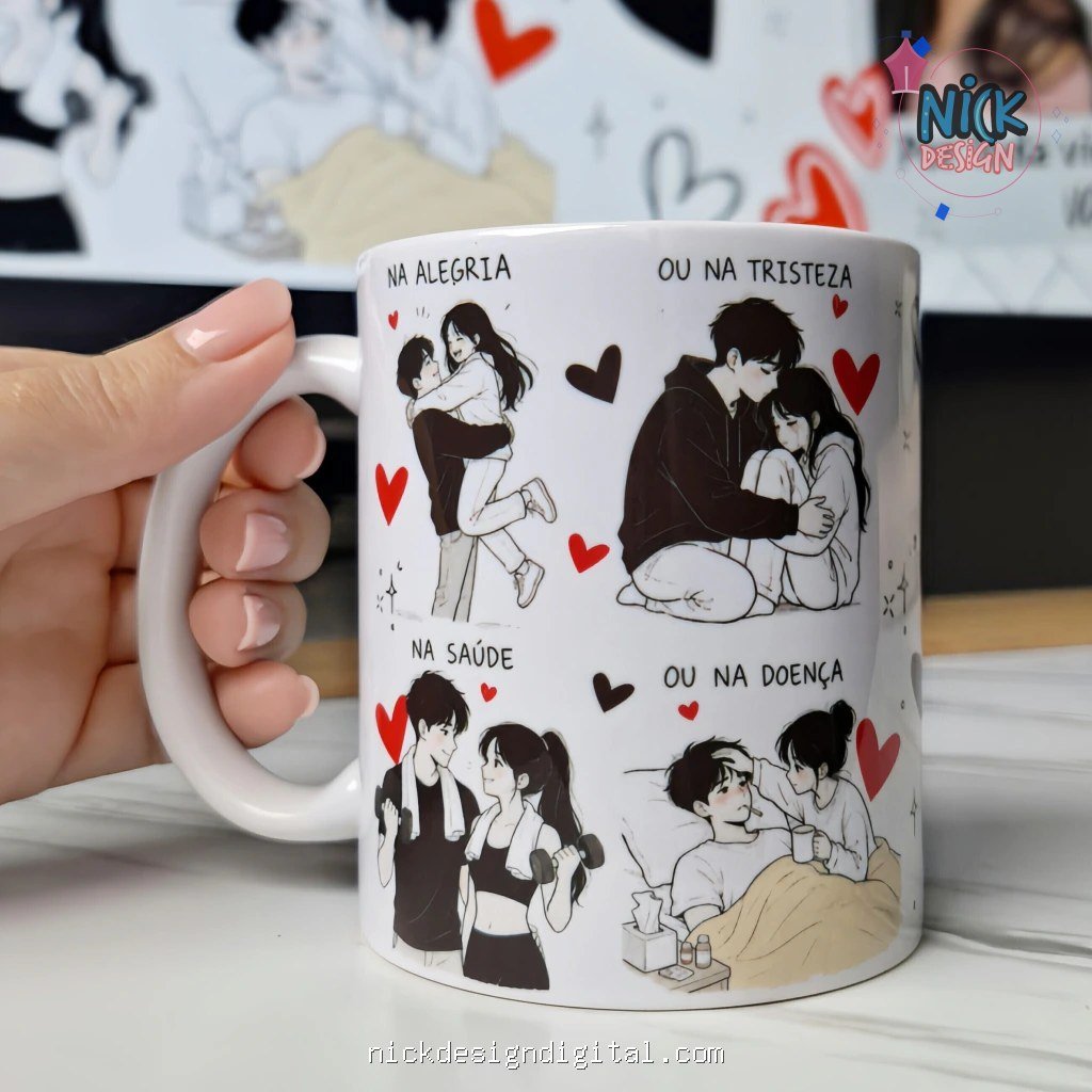 Na alegria ou na tristeza, na saúde ou na doença - Arte Avulsa Caneca - Imagem 1