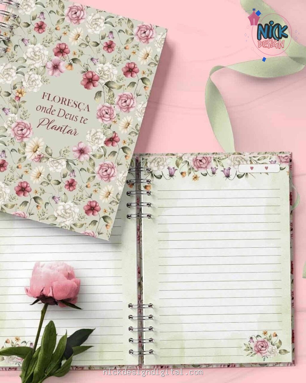 Kit 5 Capas e 5 Miolos Pautado Coleção Flores e Cores (Bicho Papel) - Imagem 7