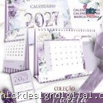 Kit Calendários de Mesa 2027 A5 A6 e Calendário Marca Página Coleção Violeta