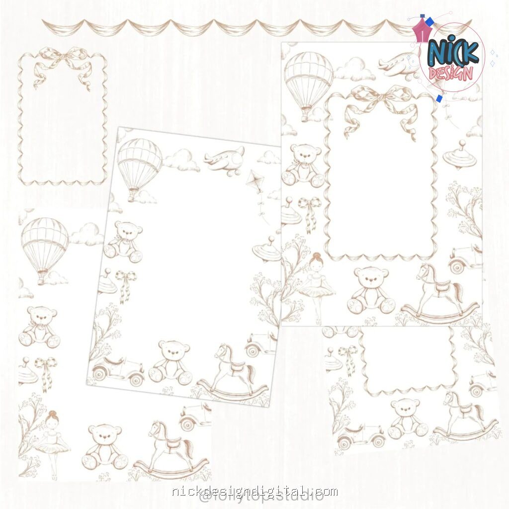 Toile de jouy – Brinquedos Bege - Imagem 5