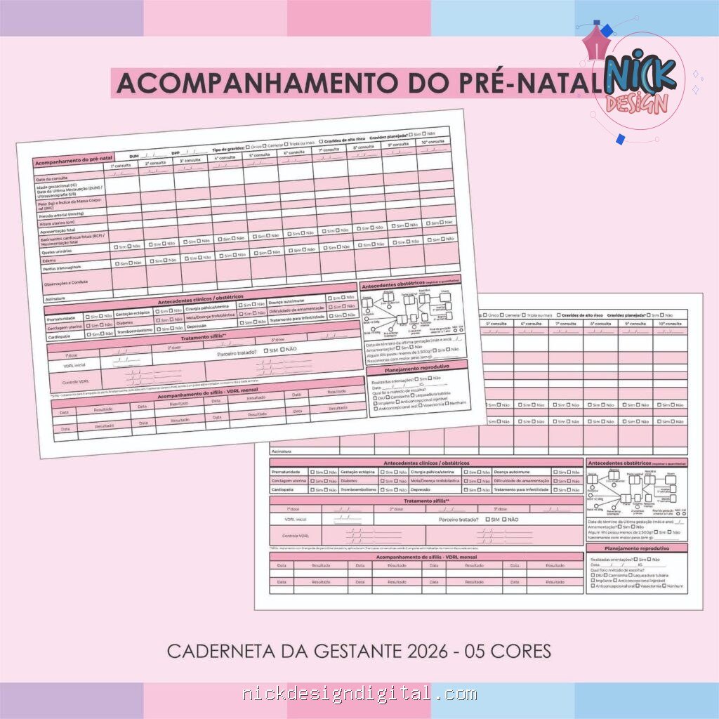 Caderneta da Gestante 2026 Original + 4 cores personalizadas - Imagem 2