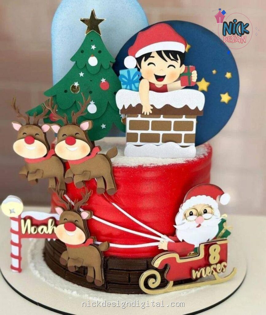 Natal Menino Chaminé - Topo de Bolo