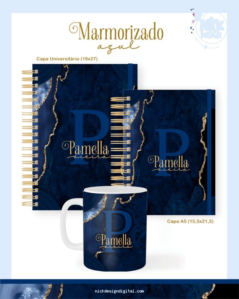 Marmorizado Azul - Escolar Teen Adulto (Pamella)