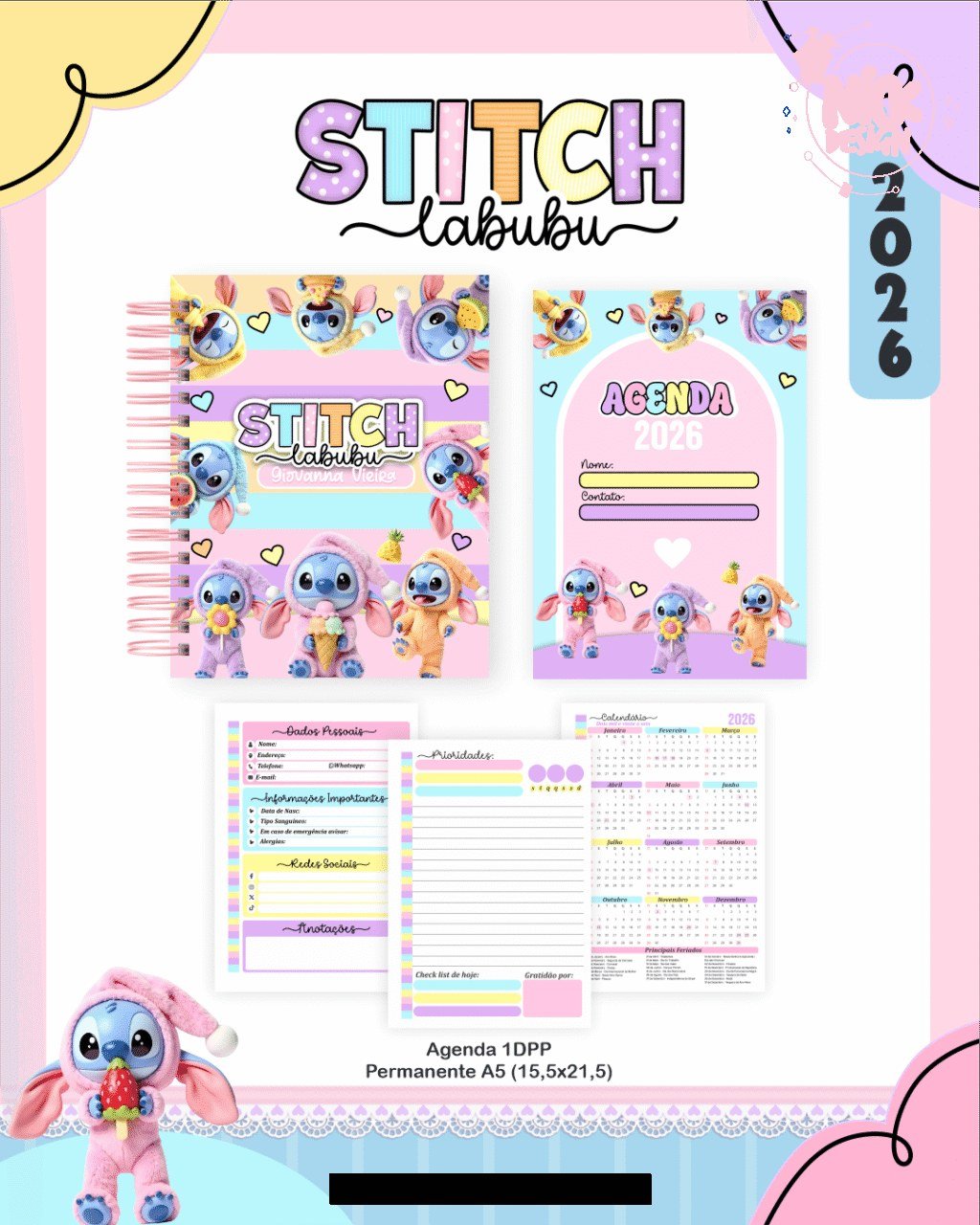 BOX Stitch Labubu - Escolar 2026 (Pamella) - Imagem 7
