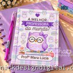 Capa e folhas caderno A5 estilo brochura Corujinhas - Dia dos Professores 2026