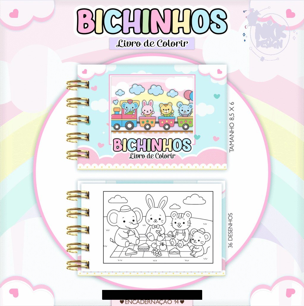 Bichinhos Fofos - Mini Livro Colorir (Lina) - Imagem 1