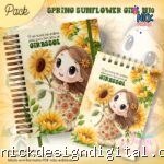 Caderno A5 + Bloquinho - Spring Sunflower Girl N10 (Jana Bicalho)