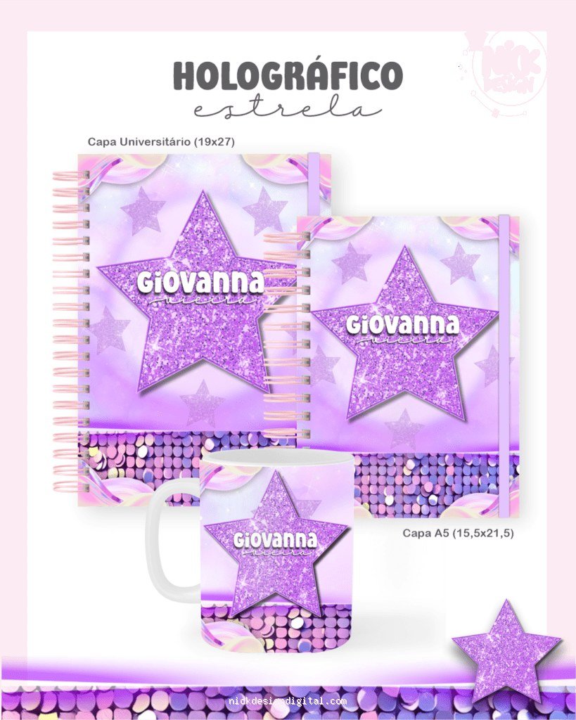 Hológrafico Estrela - Escolar Teen Adulto (Pamella)